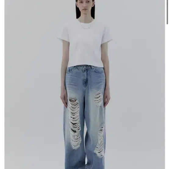 택포) 트리밍버드 Scratch Damage Denim Pants Blu