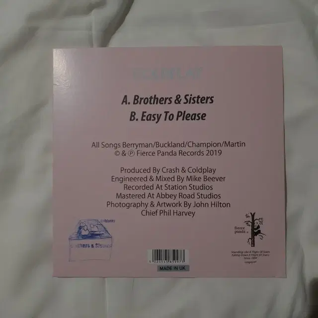 콜드플레이 Brothers & Sisters 컬러 바이닐(7인치) LP