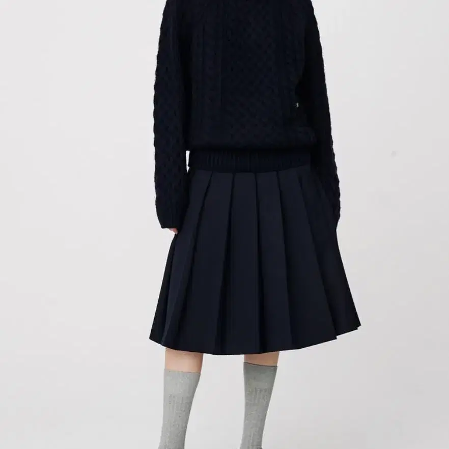 문선 플리츠 스커트 - Low Rise Pleats Skirt / Nav