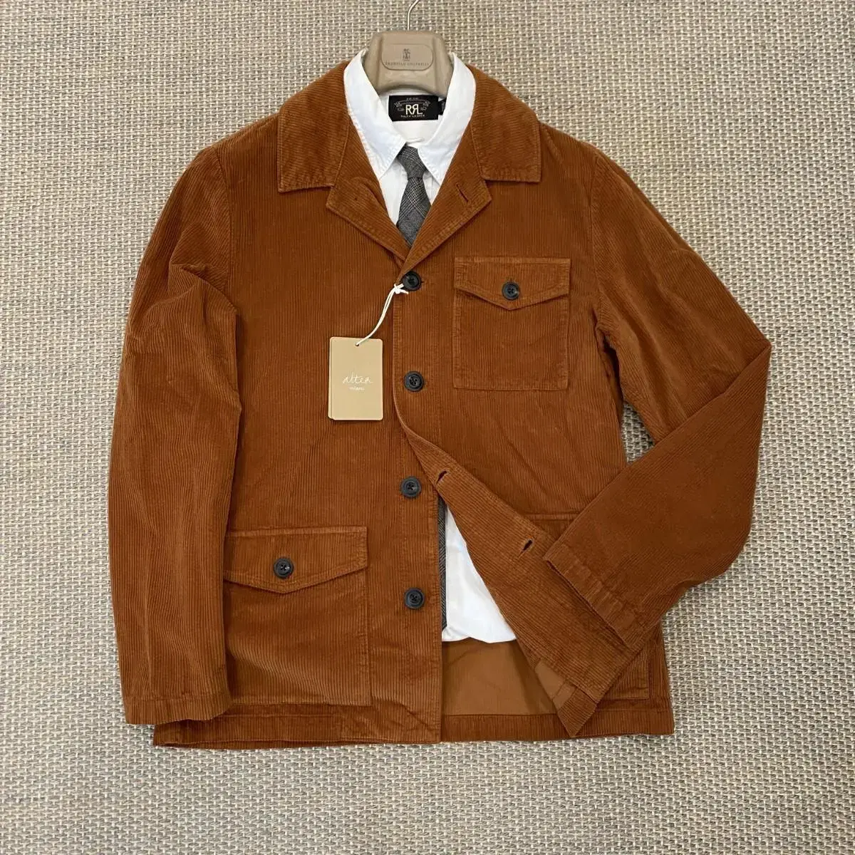 Altea Italian Top Quality Corduroy Rusted Orange Chore Jacket