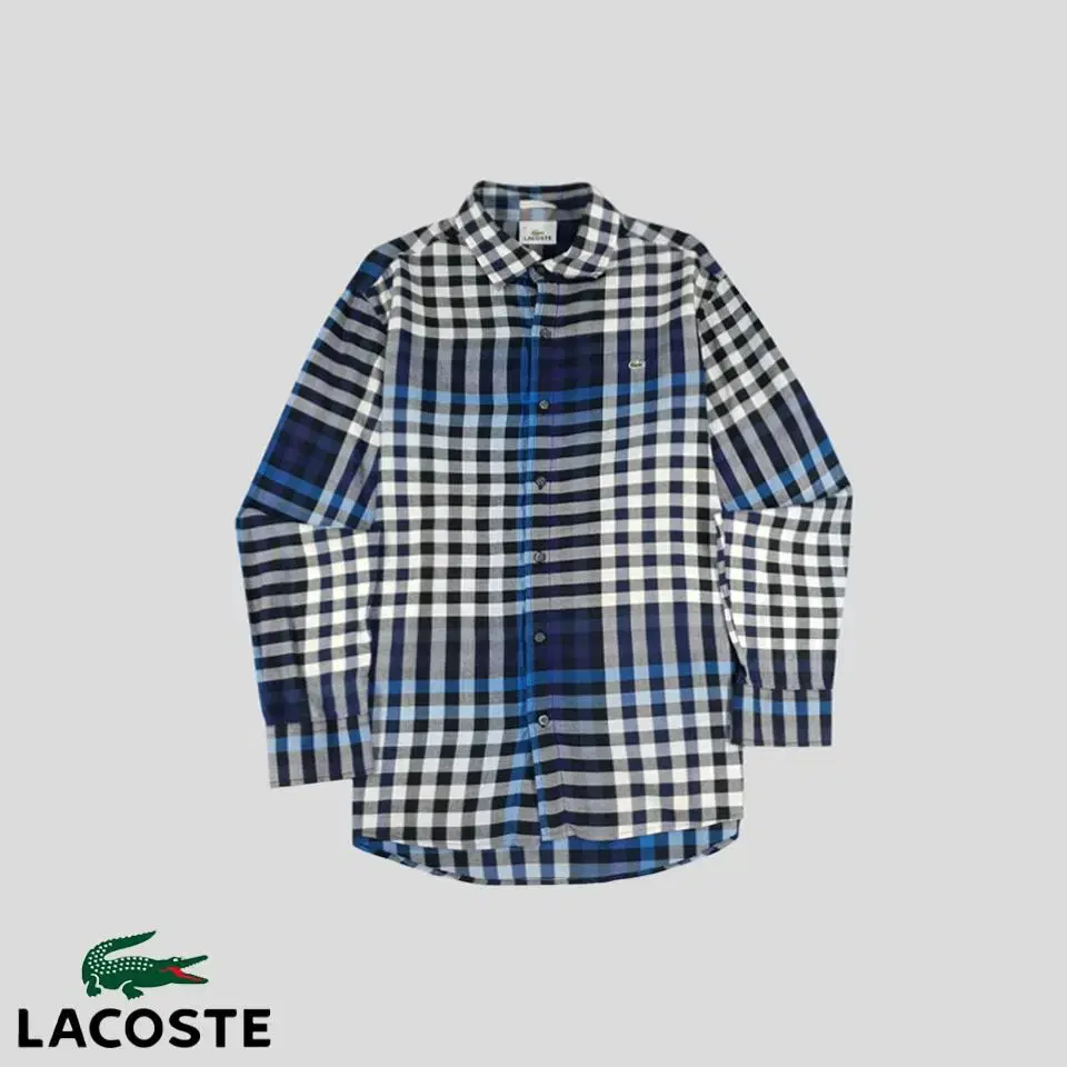 Lacoste Black Navy Tone Patchwork Cotton Southern Shirt SIZE M