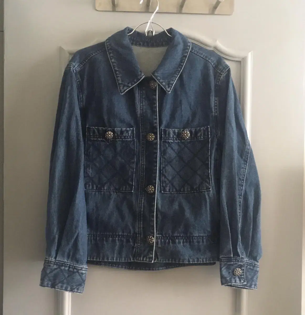 Brand Quilted Denim Jacket Blue Jacket 66