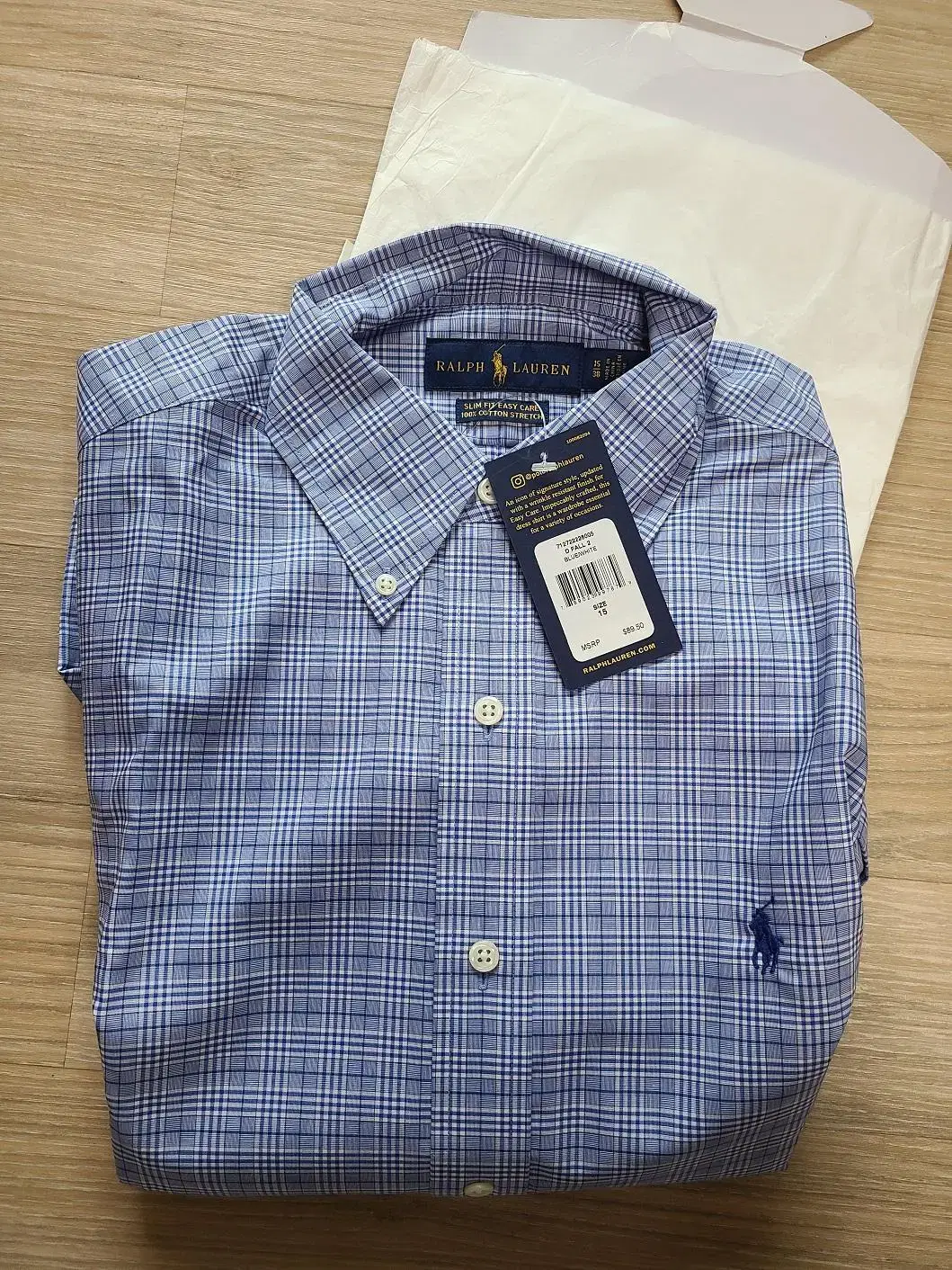 [Genuine/New] Polo Ralph Lauren Slim Fit Plaid Shirt Size 95