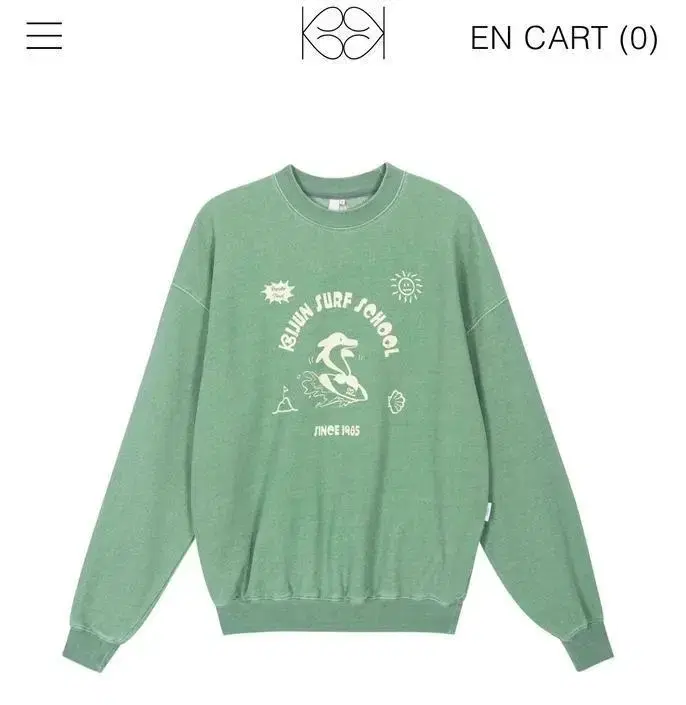 남여공용 기준 맨투맨 SURF SCHOOL PULLOVER GREEN S