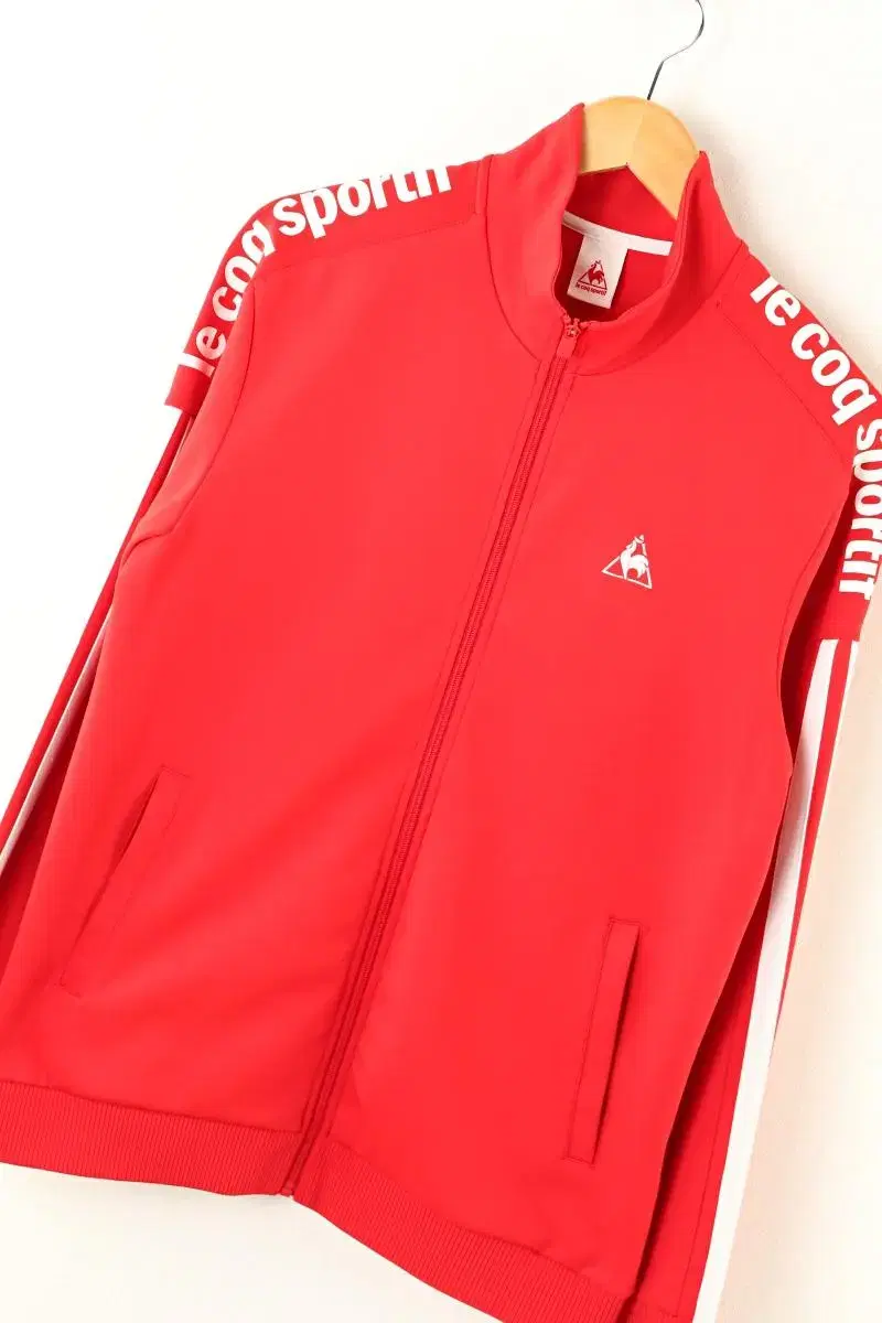 (XL) Le Coq Zip-up Jersey Track Top Old School Arm Logo Red