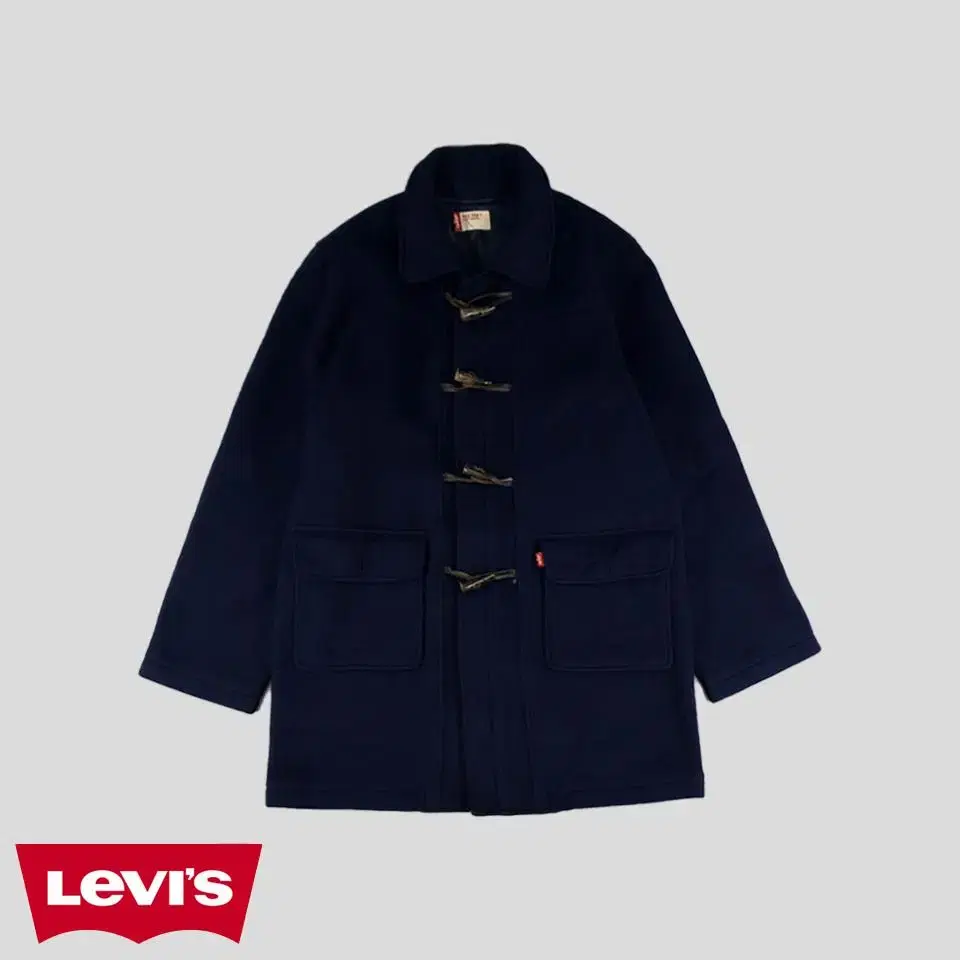 Levi's Navy Red Tab Two-Pocket Kara Neck Zip-up Tteokbokki Duffel Coat SIZE