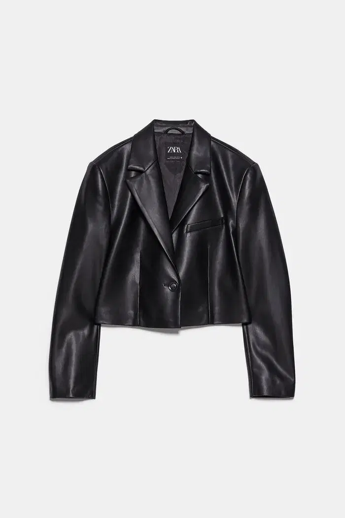 자라 zara 크롭 레더 블레이저 보헤미안서울 오도어