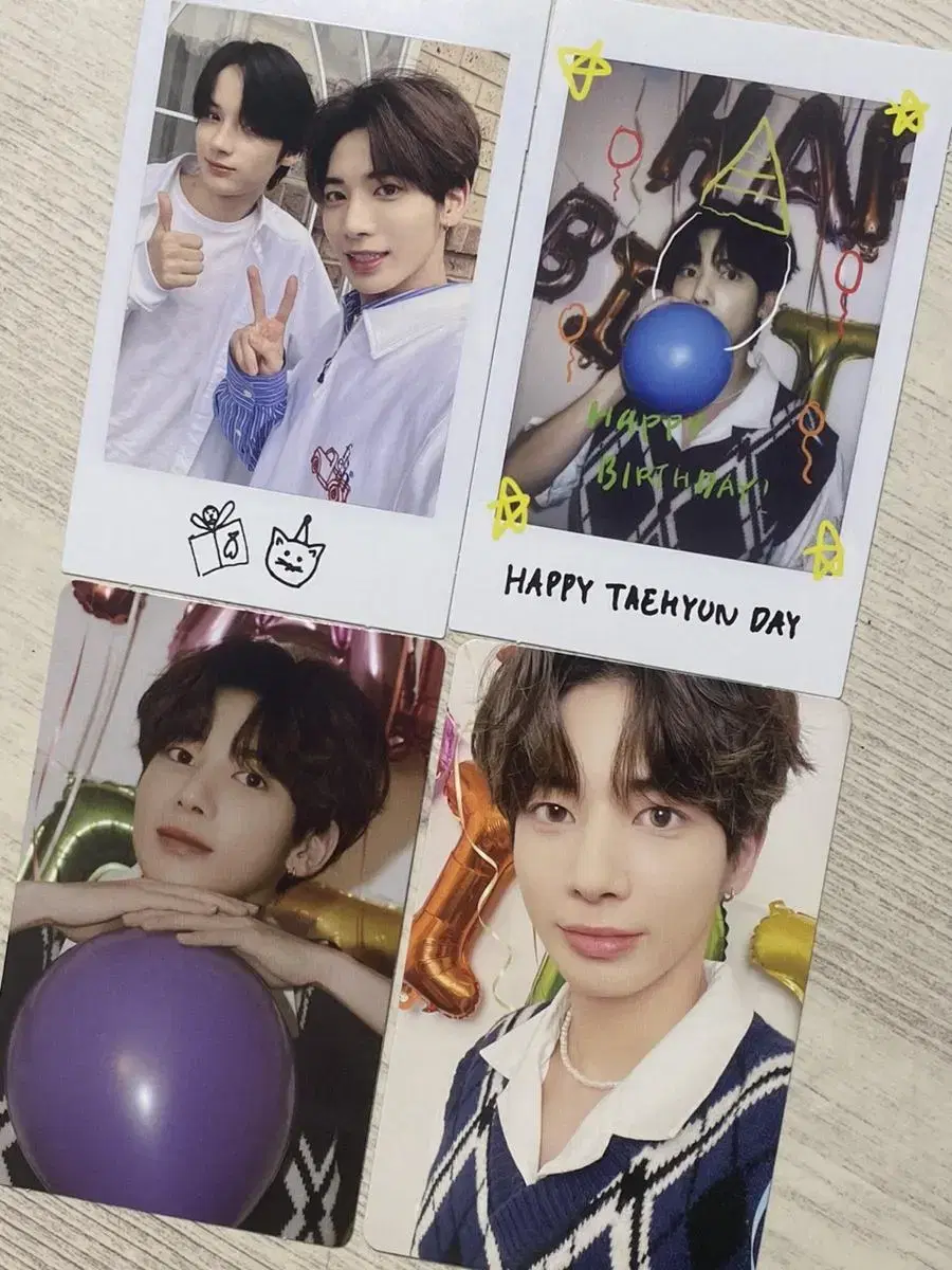 txt taehyun hueningkai kids deco kit photocard polaroid