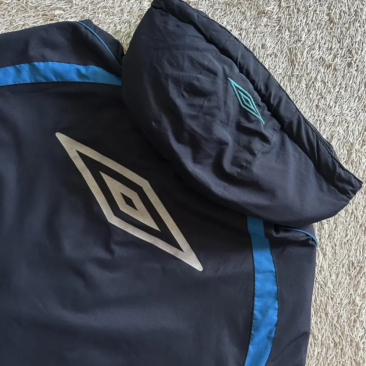 [2XL] 엄브로 UMBRO 올드스쿨 백로고 기모 후드 바람막이 자켓