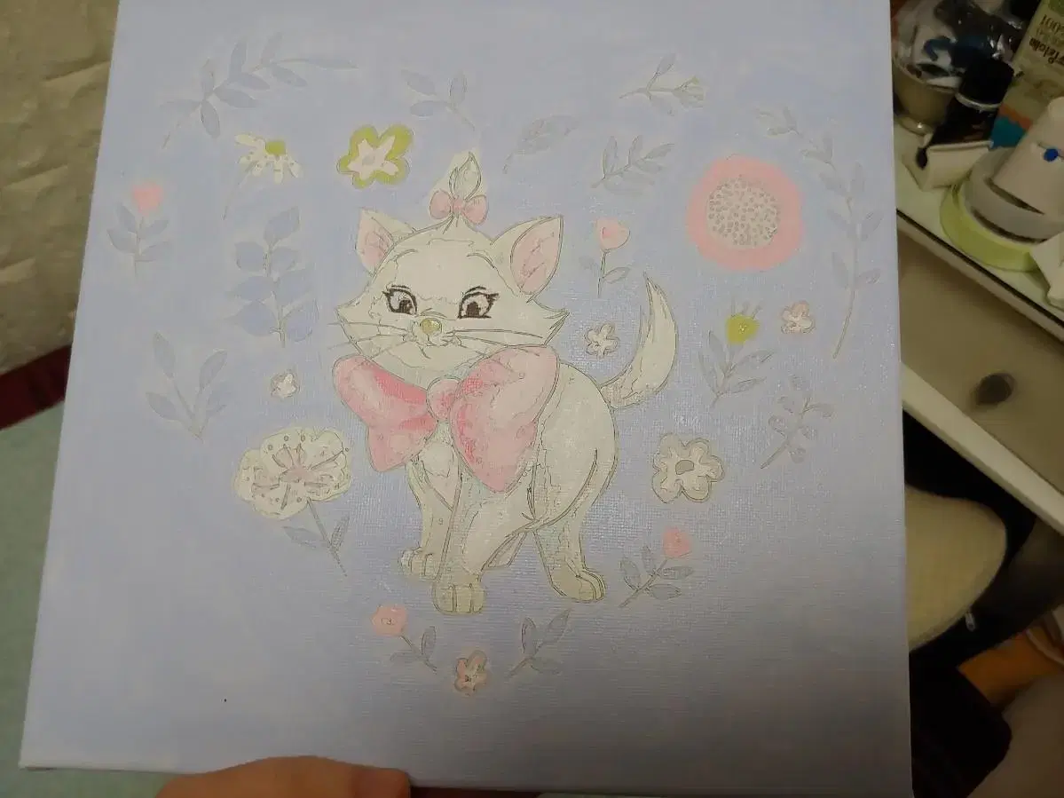 유화 그림 고양이 디즈니 25cm