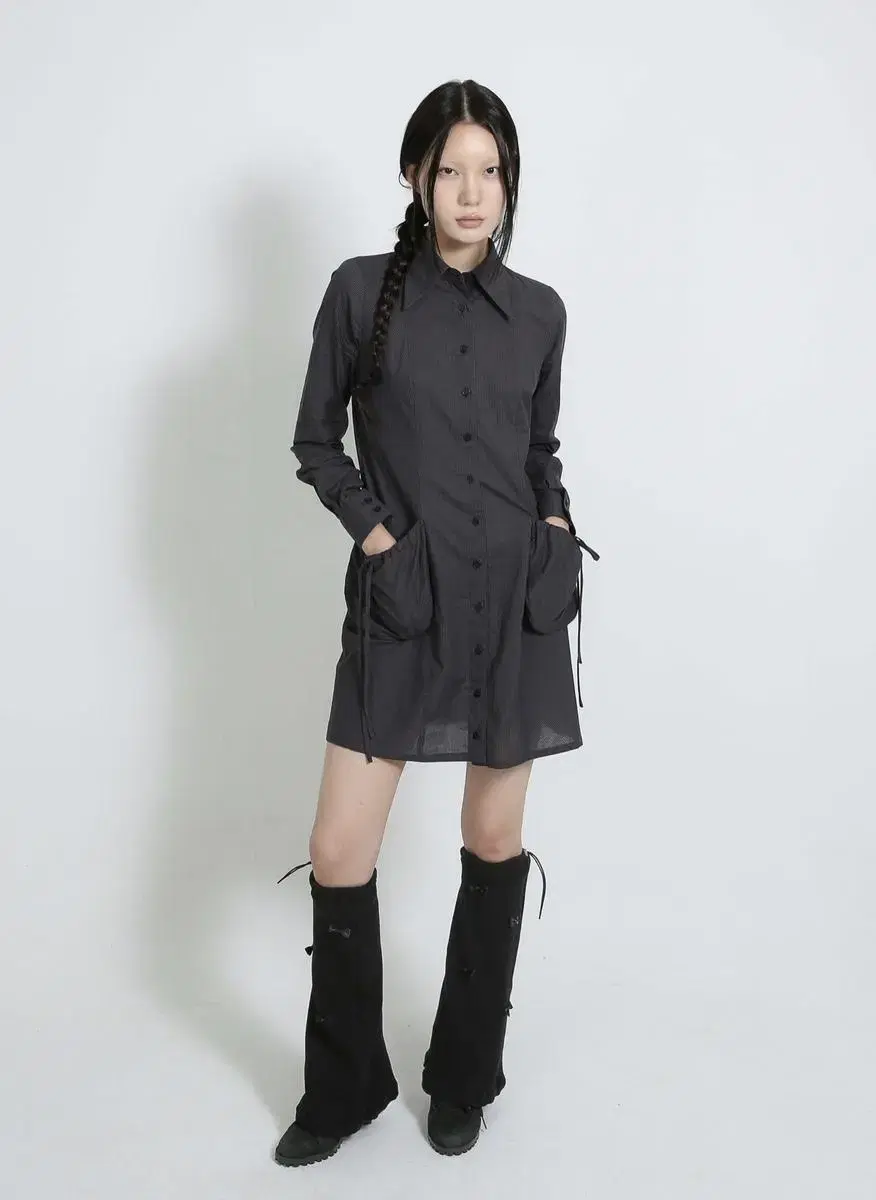 이음 eeum STRIPE POCKET SHIRT DRESS