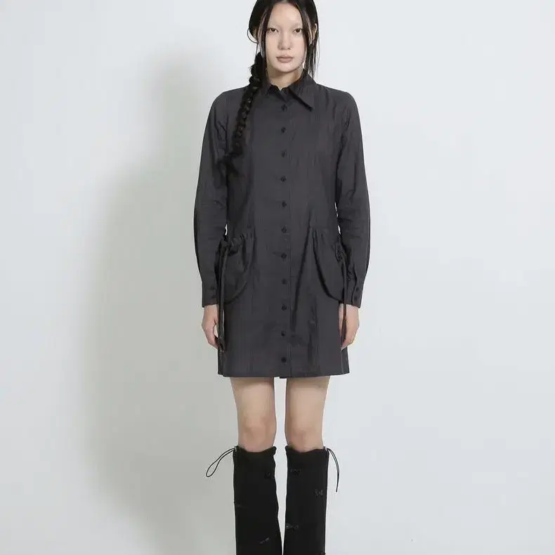 이음 eeum STRIPE POCKET SHIRT DRESS