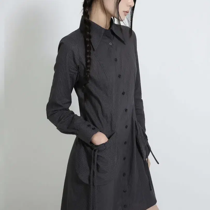 이음 eeum STRIPE POCKET SHIRT DRESS