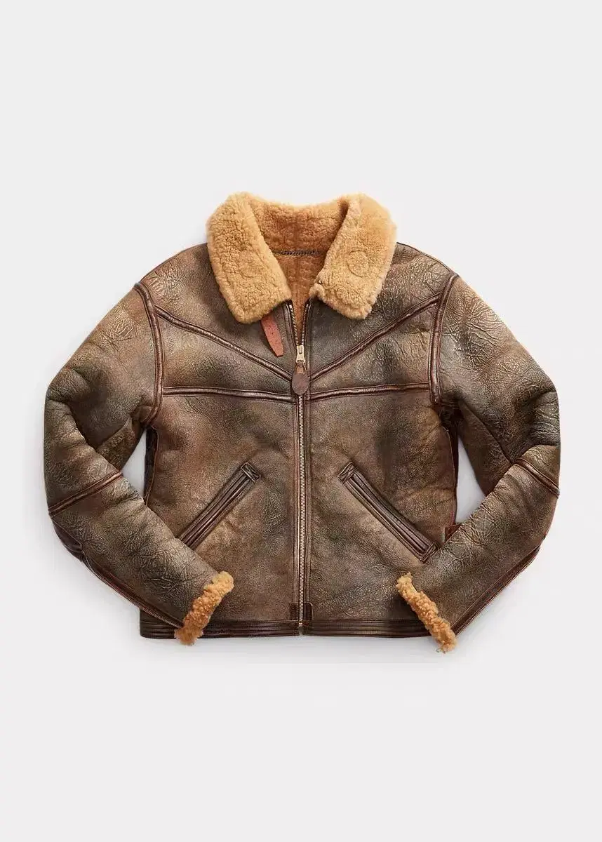 rrl leather trim shearling jacket