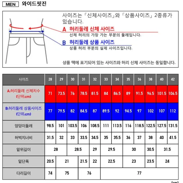 유니클로 와이드핏 진 68 블루 36