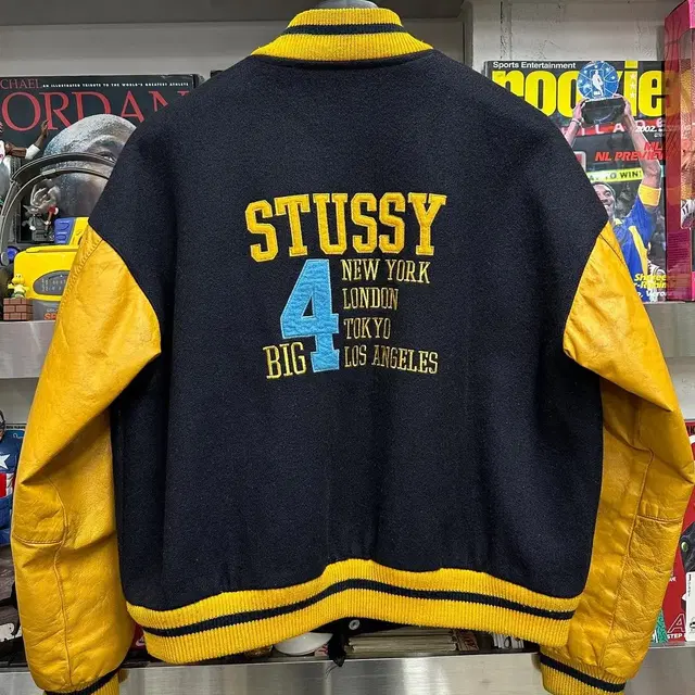 90s stussy big 4 varsity jk 올드 스투시 바시티