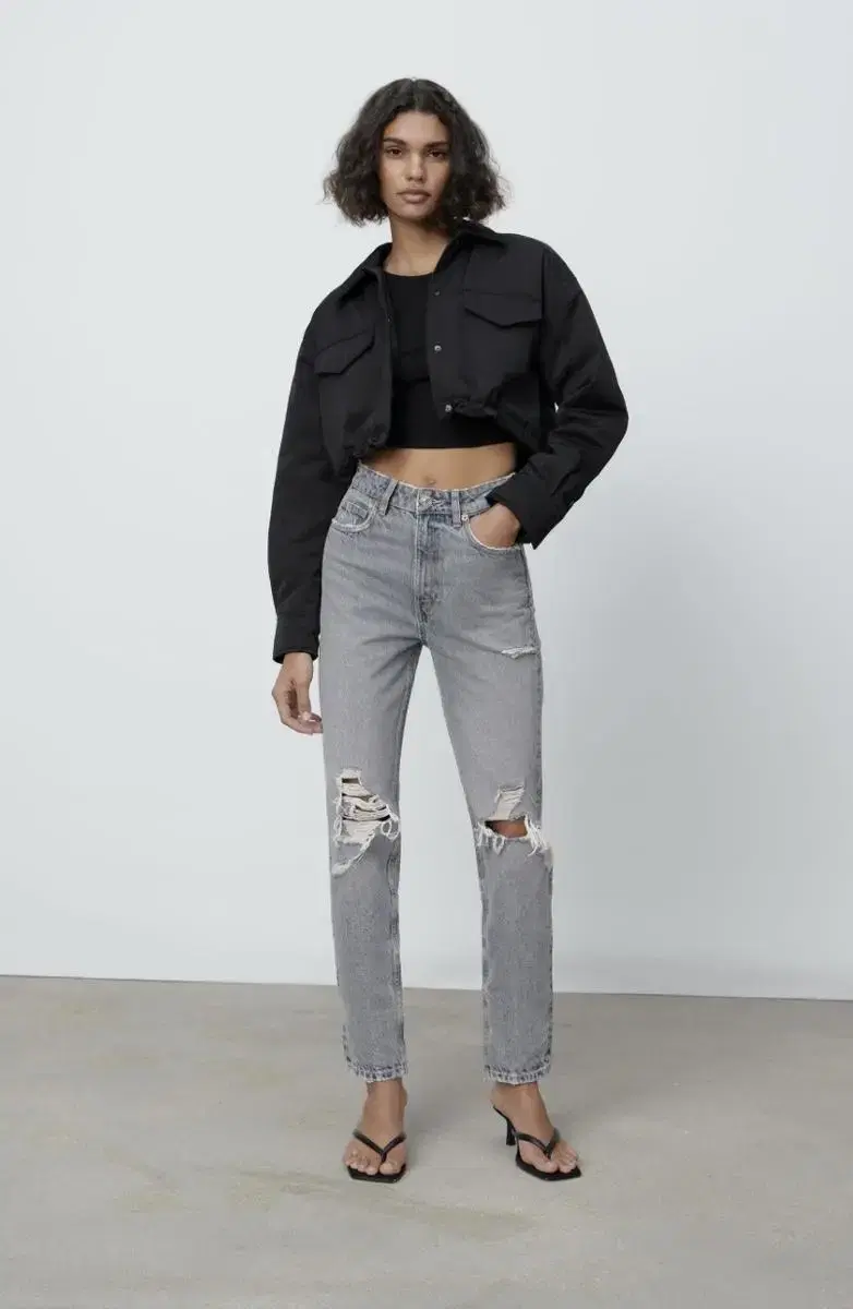 Zara : 패딩크롭재킷