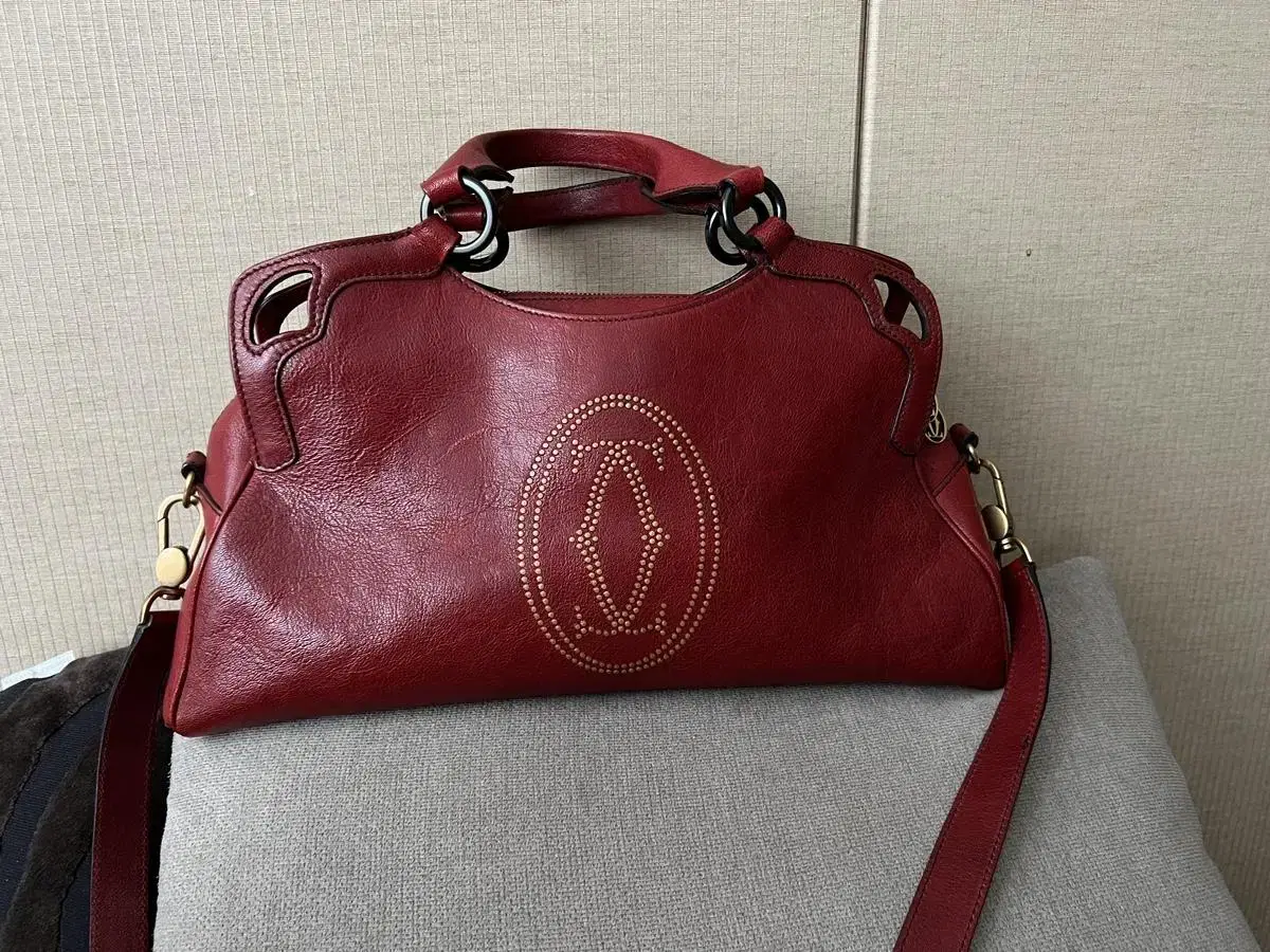 Cartier Burgundy Leather Marcello Large Tote