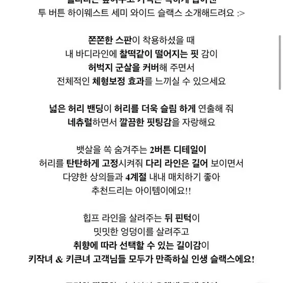 투버튼 하이웨스트 세미와이드 슬랙스