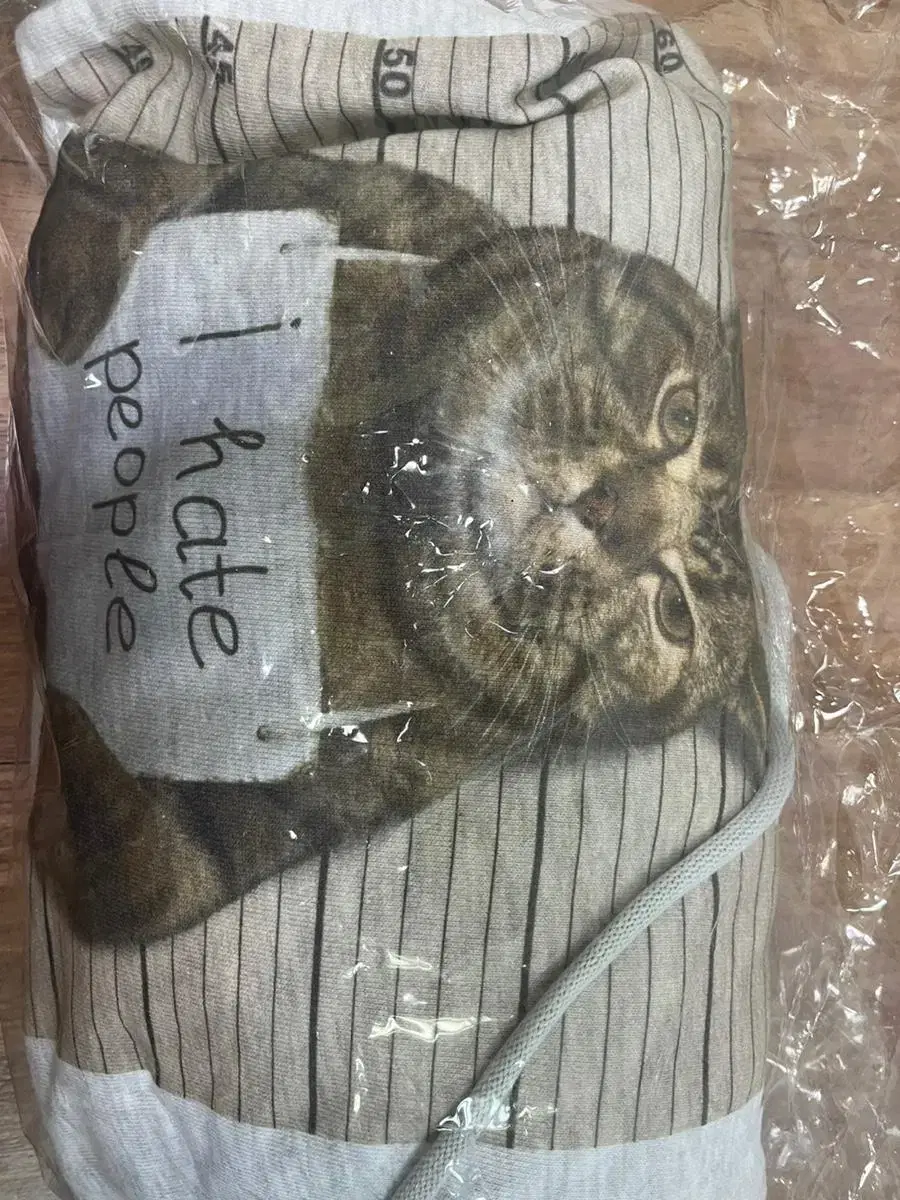 새상품)  고양이 프린트 cat 힙한 회색 후드티 free (I hate