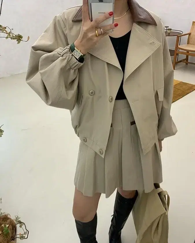 새상품+무배) 위아 자켓 & 플리츠스커트 세트 (M)