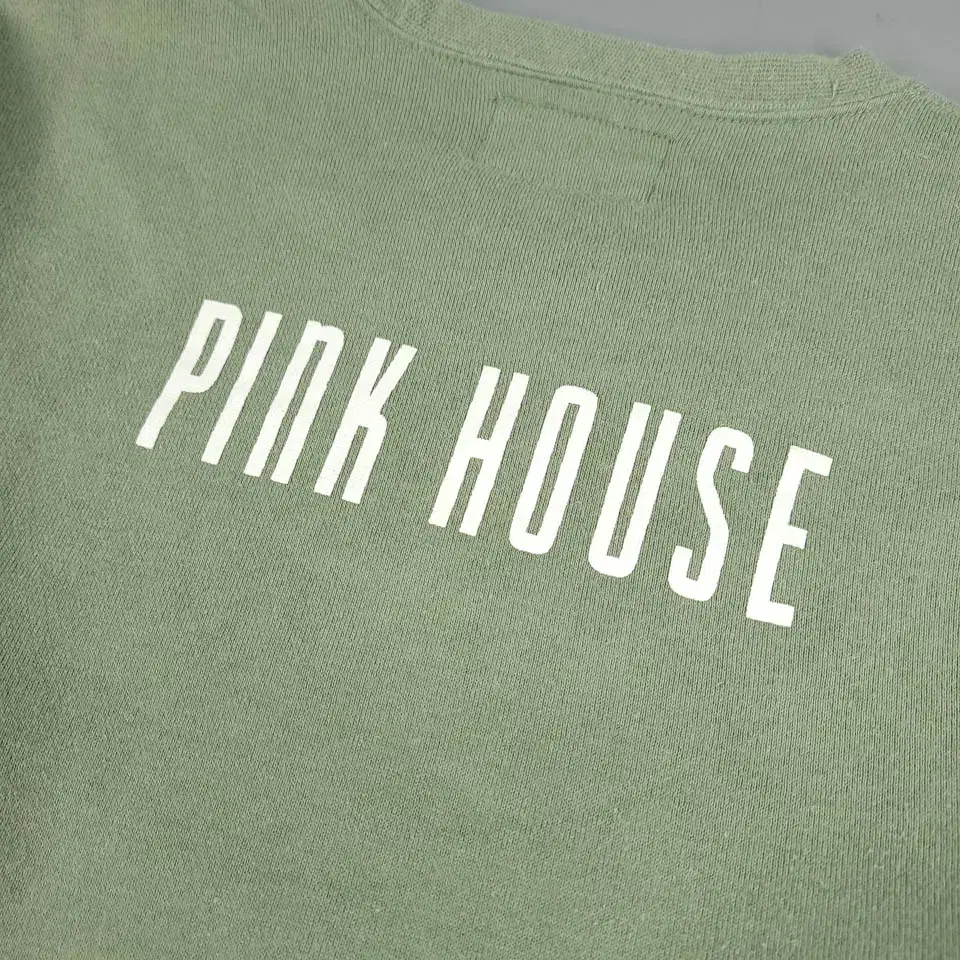 PINK HOUSE 핑크 하우스 피그먼트 그린 멀티컬러 스펠 프린팅 코튼