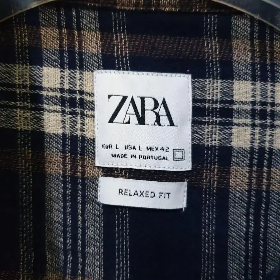 (1446) ZARA 자라 봄가을 체크 긴팔 셔츠 100 L