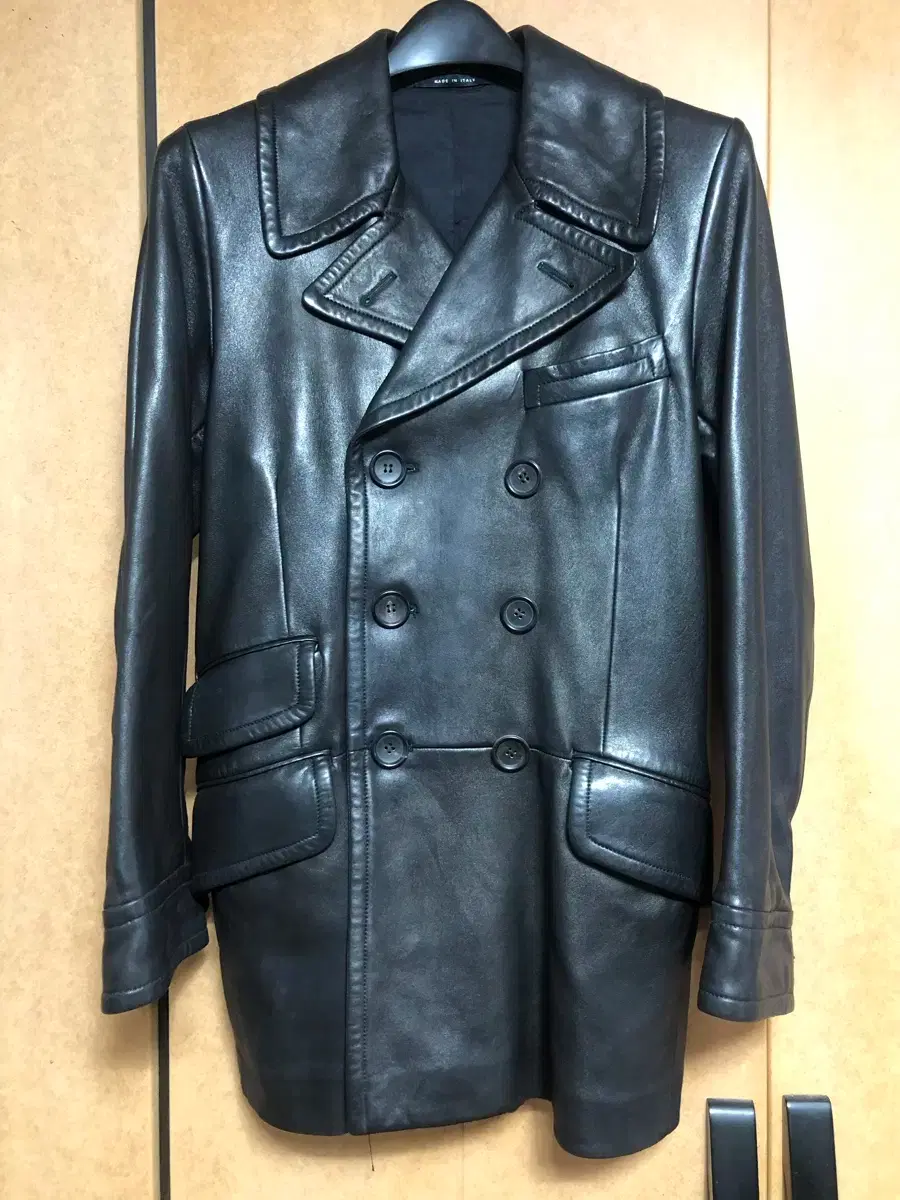 Gucci Trench Leather Jacket Genuine 44