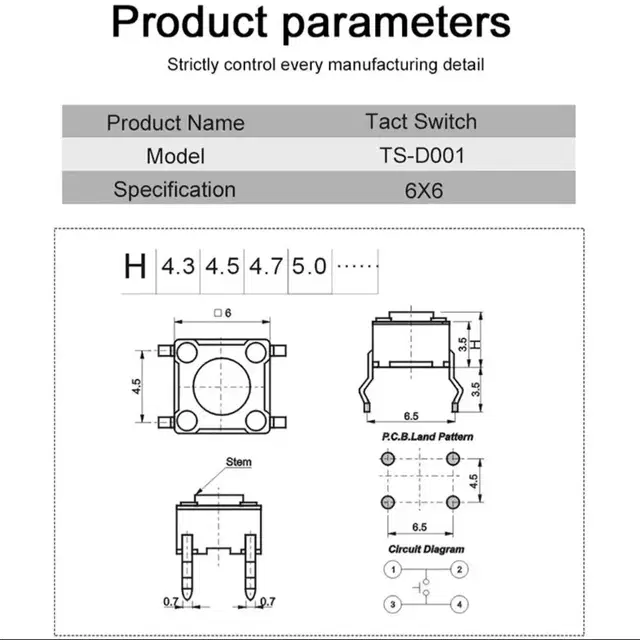 Tactile push button 푸쉬버튼 푸시버튼 촉각버튼