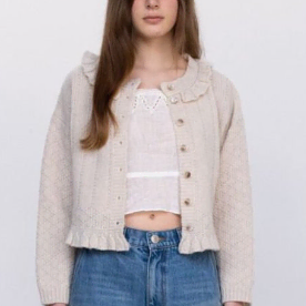 [비아플레인] Via Sandy frill knit cardigan