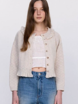 [비아플레인] Via Sandy frill knit cardigan