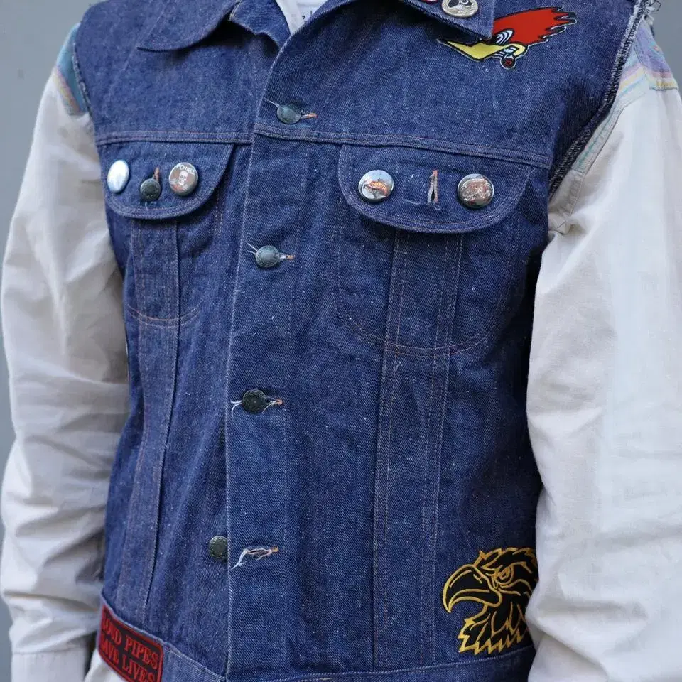 vintge euro denim hot road vest