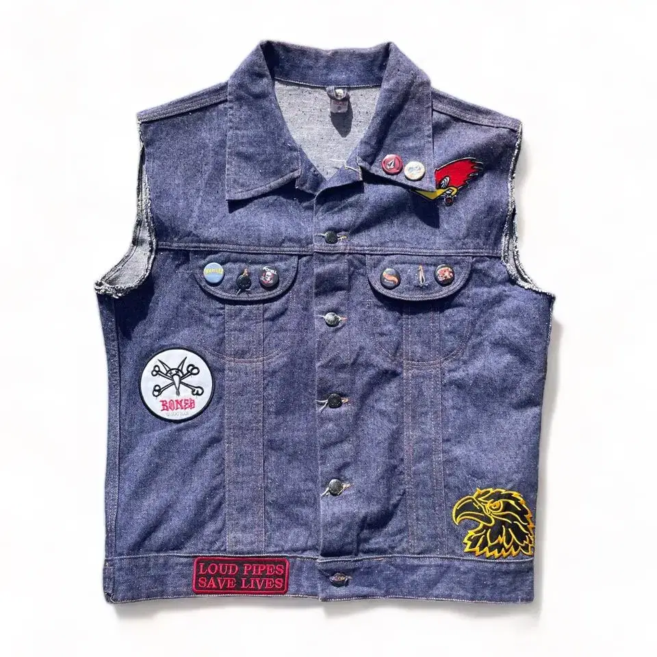 vintge euro denim hot road vest