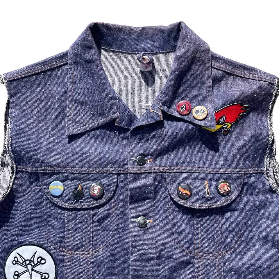 vintge euro denim hot road vest