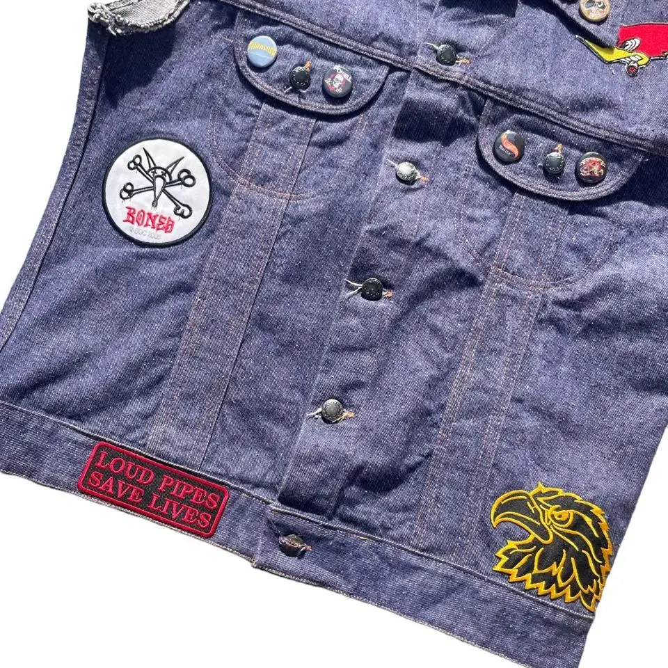 vintge euro denim hot road vest