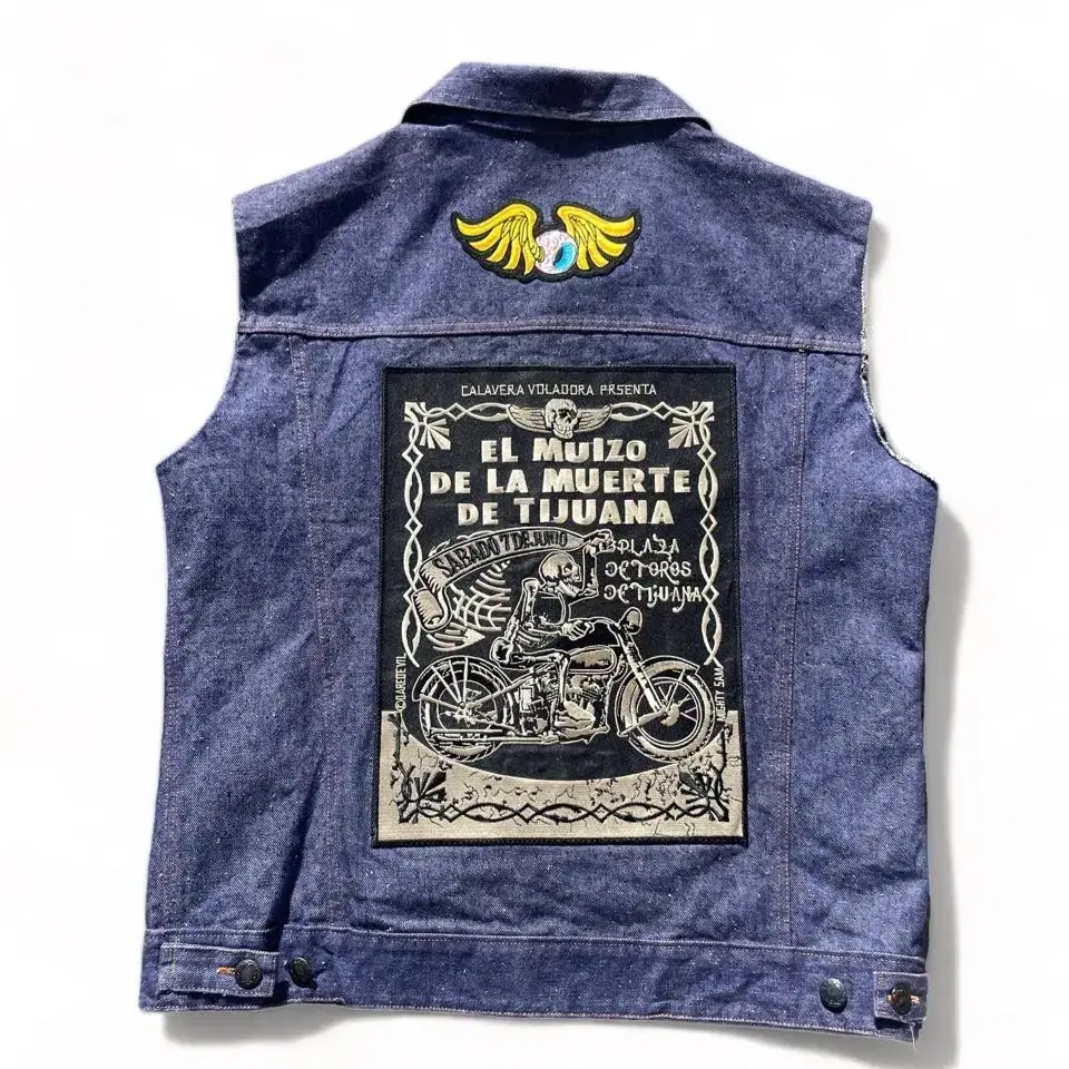 vintge euro denim hot road vest