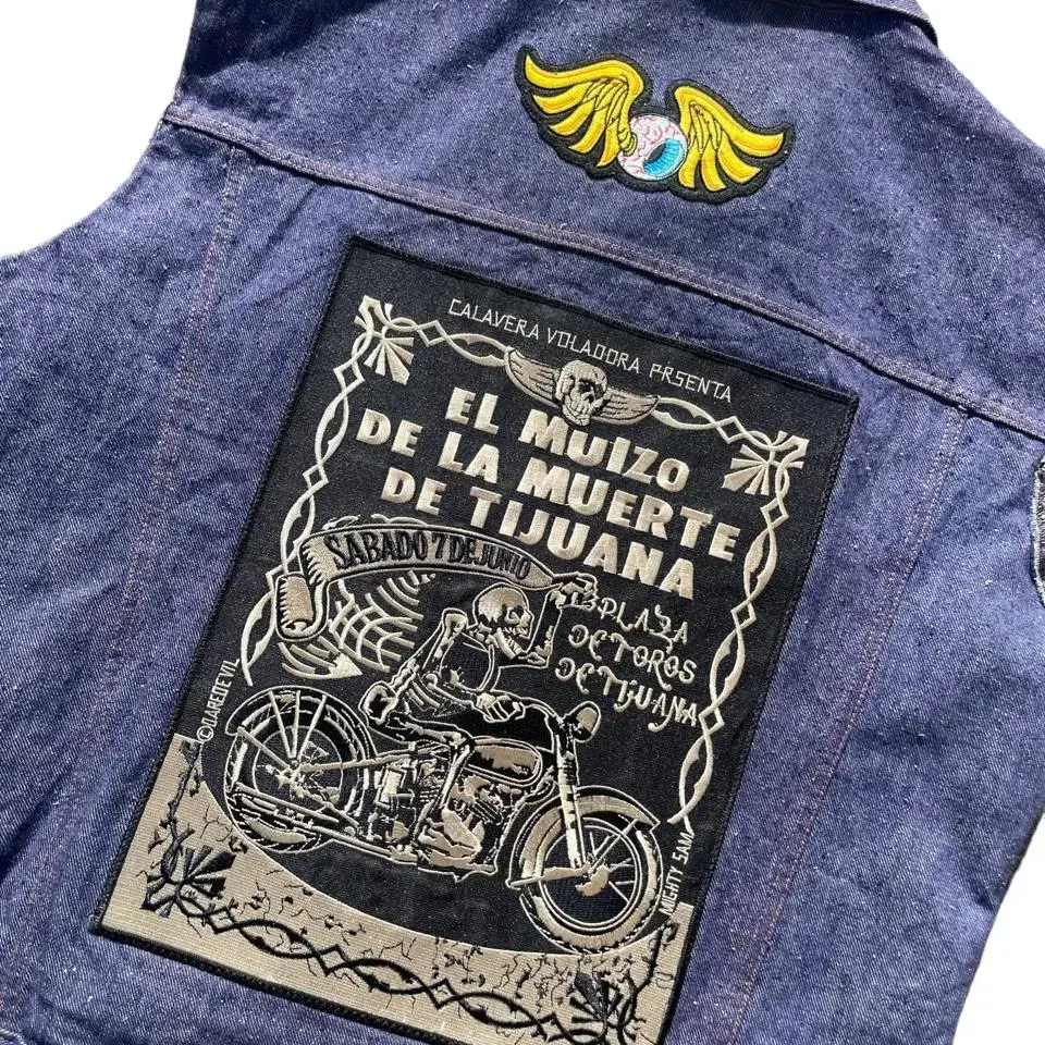 vintge euro denim hot road vest