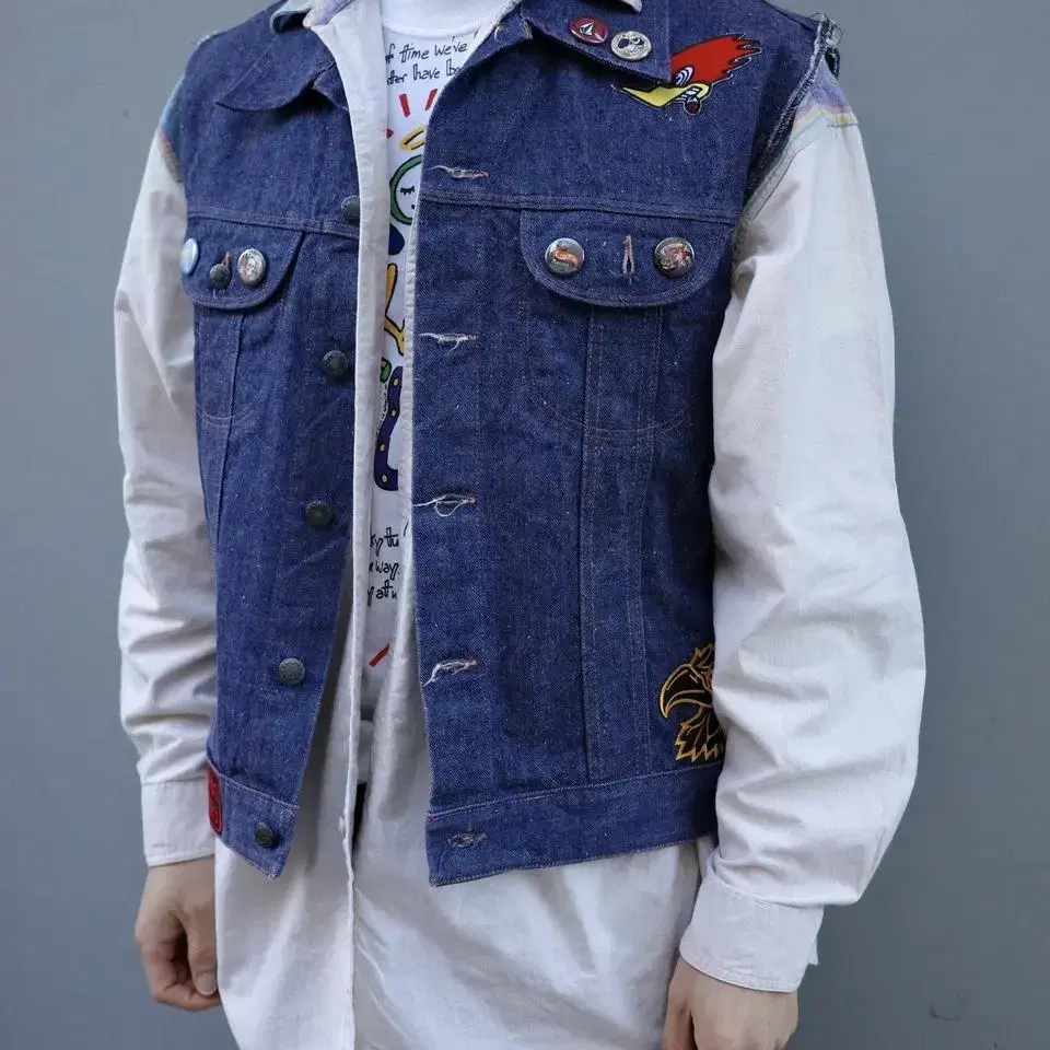 vintge euro denim hot road vest