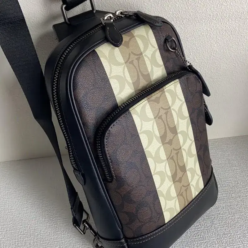 코치COACH c3229 남성용 코팅 캔버스 래더 회색엄 팩 스트라이프