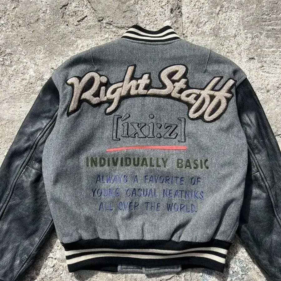 90s Ixi:z Letterman Wool Leather 바시티자켓