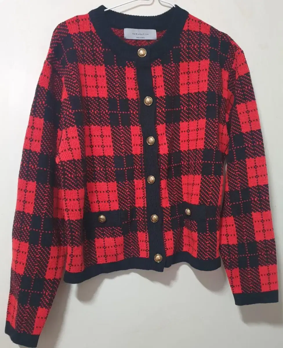 New) Red Checked Cardigan