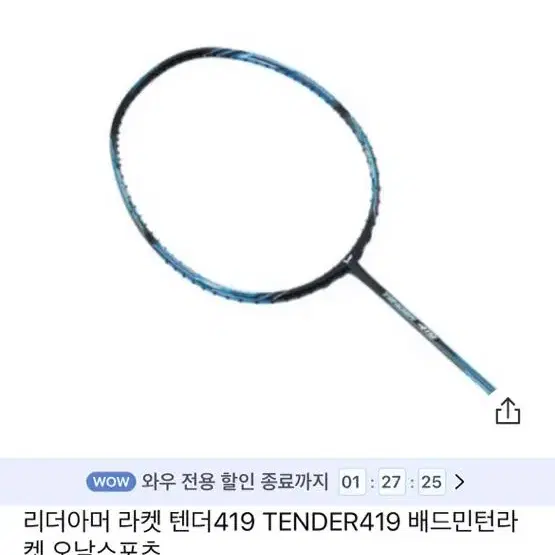 리더아머 TENDER 419 배드민턴 라켓 올라운드형 팝니다