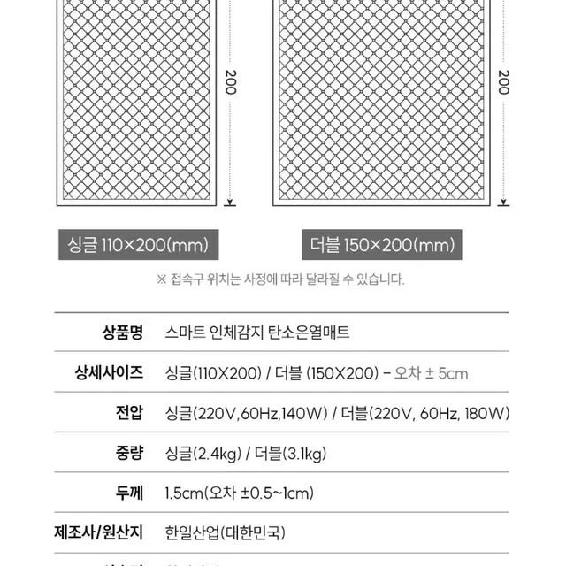 [새상품]탄소매트스마트인체감지탄소온열매트