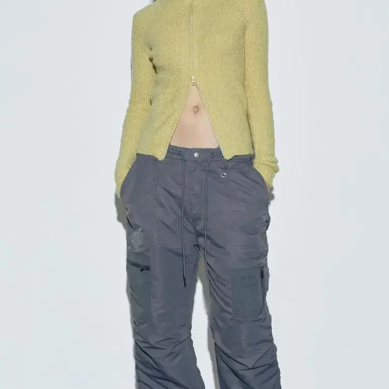 스컬프터 SCULPTOR Boucle Knit Zip-Up Lemon