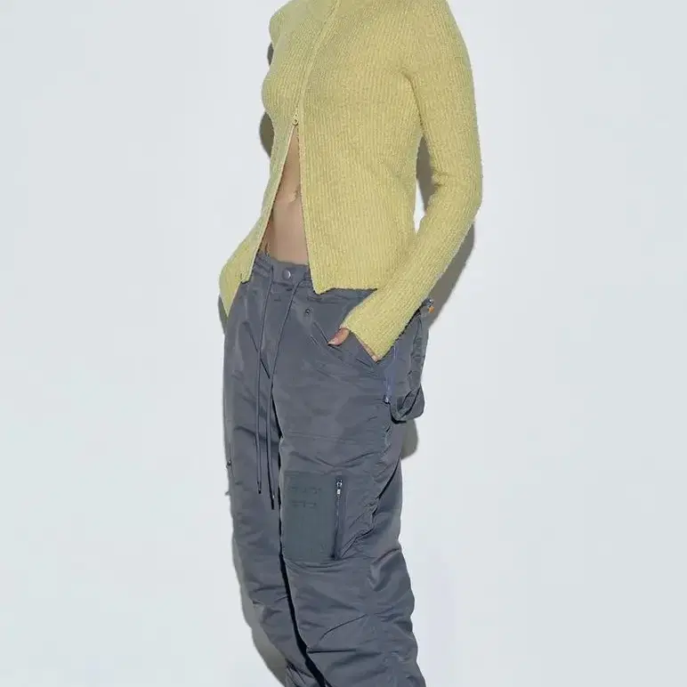 스컬프터 SCULPTOR Boucle Knit Zip-Up Lemon