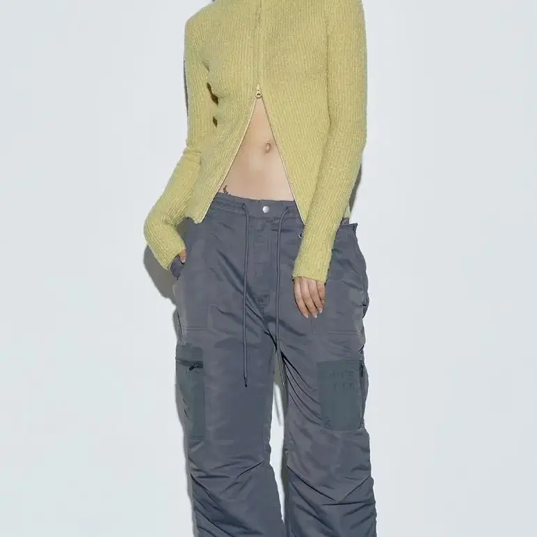 스컬프터 SCULPTOR Boucle Knit Zip-Up Lemon