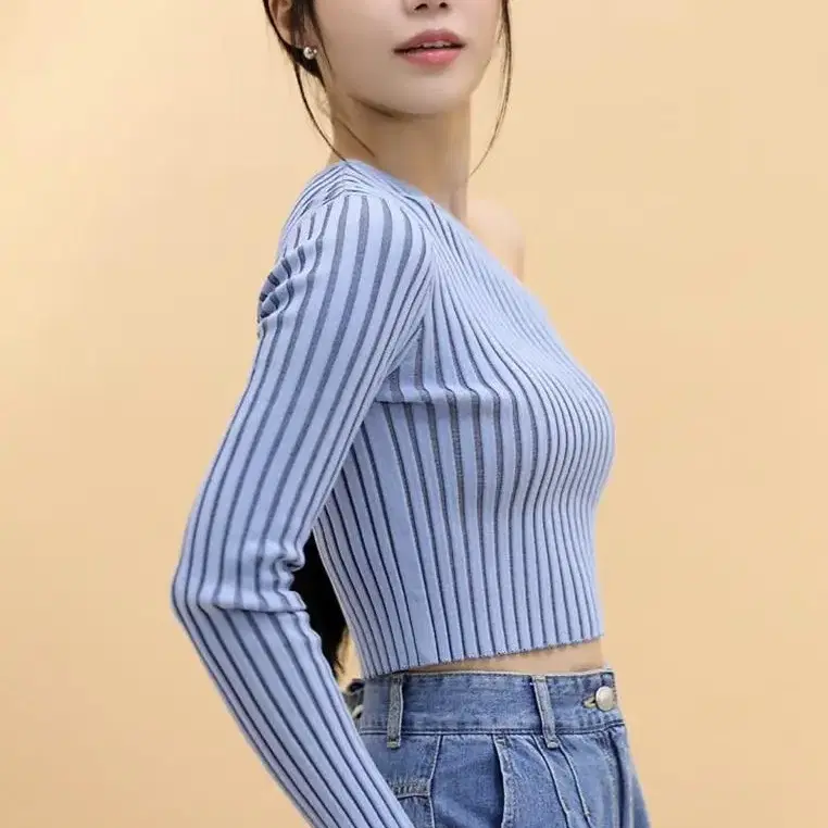 Zara 자라 원숄더 언발란스 니트 하늘 소라(정은지착용)