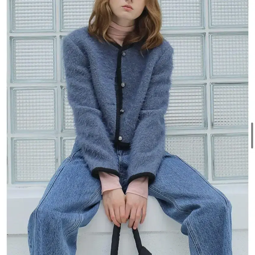 폴앤앨리스 TRIMMING CROP WOOL JACKET / BLUE