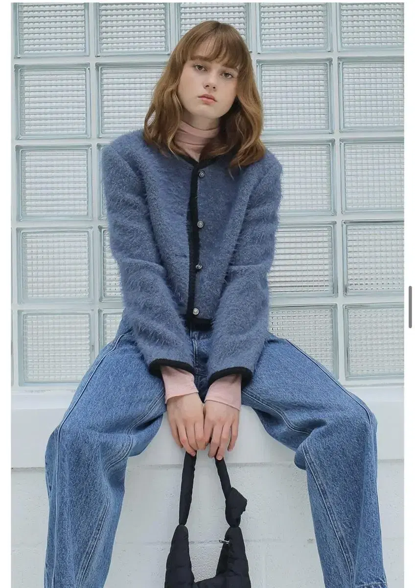 폴앤앨리스 TRIMMING CROP WOOL JACKET / BLUE