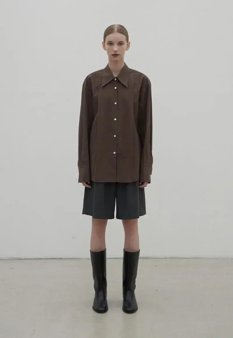 모헤 pintuck shirt(brown)